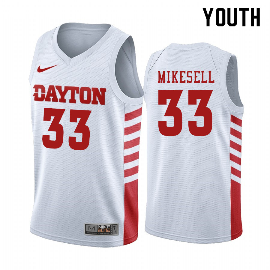 Youth #33 Ryan Mikesell Dayton Flyers College Basketball Jerseys Sale-White
